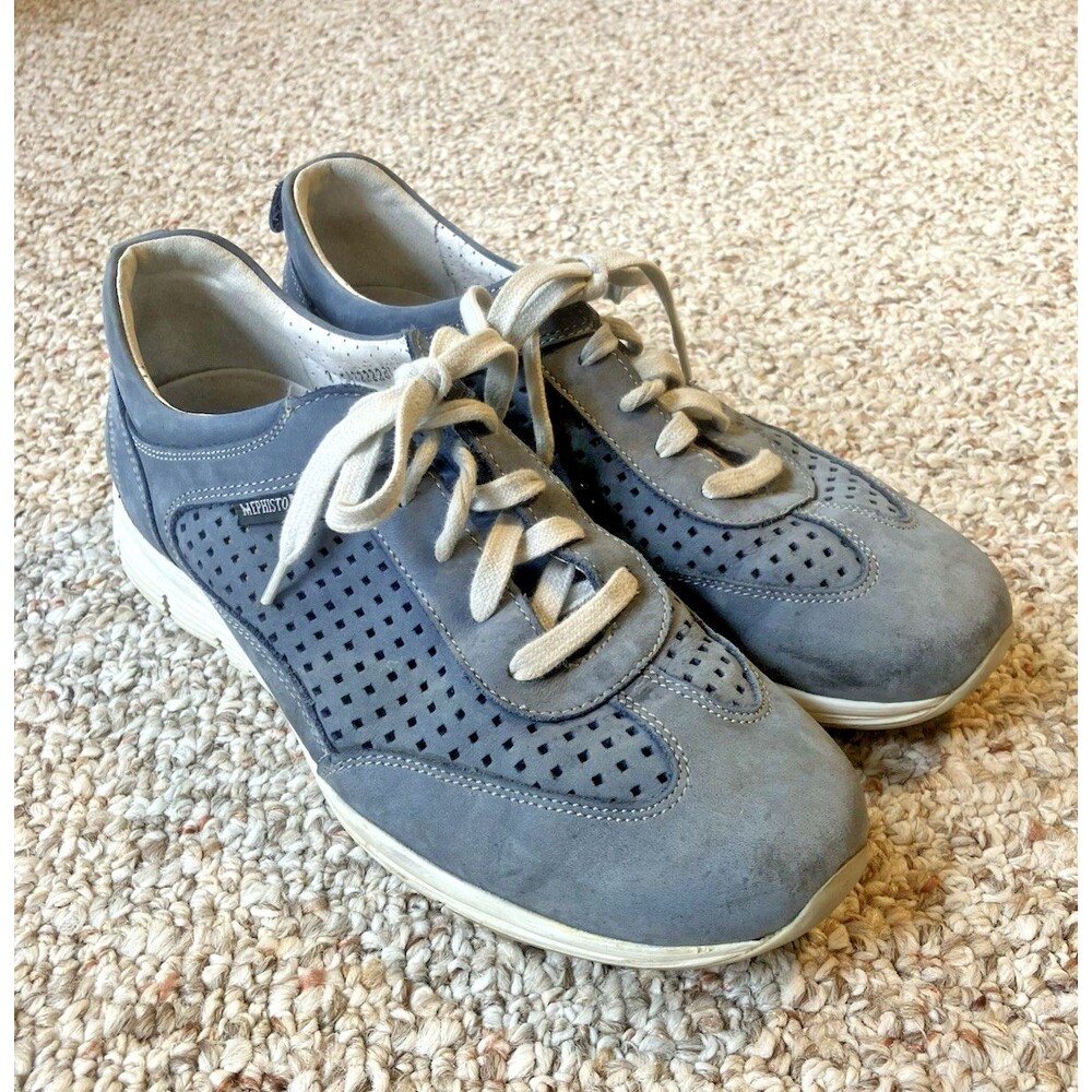 Mephisto Yoana Lace Up Sneakers Womens Size 7 Blue Run Off Air-Jet System Oxford